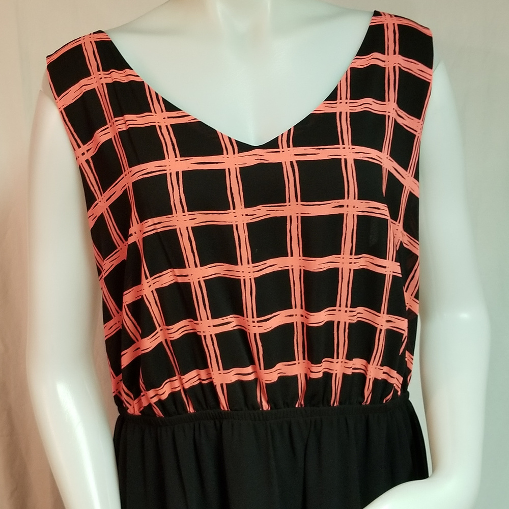 Forever 21 Sz 3X Black Pink Back Lace Up Dress